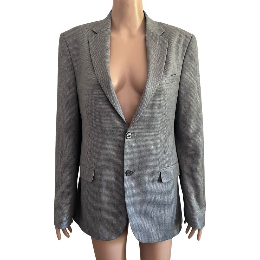 Vercini Blazer Mens 42 Gray 2 Button Suit Jacket Lined Formal Classic Fit